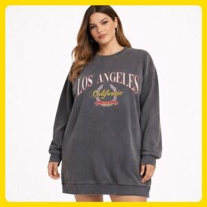 Athleisure Lounge Streetwear Los Angeles Graphic Sweatshirt Dress